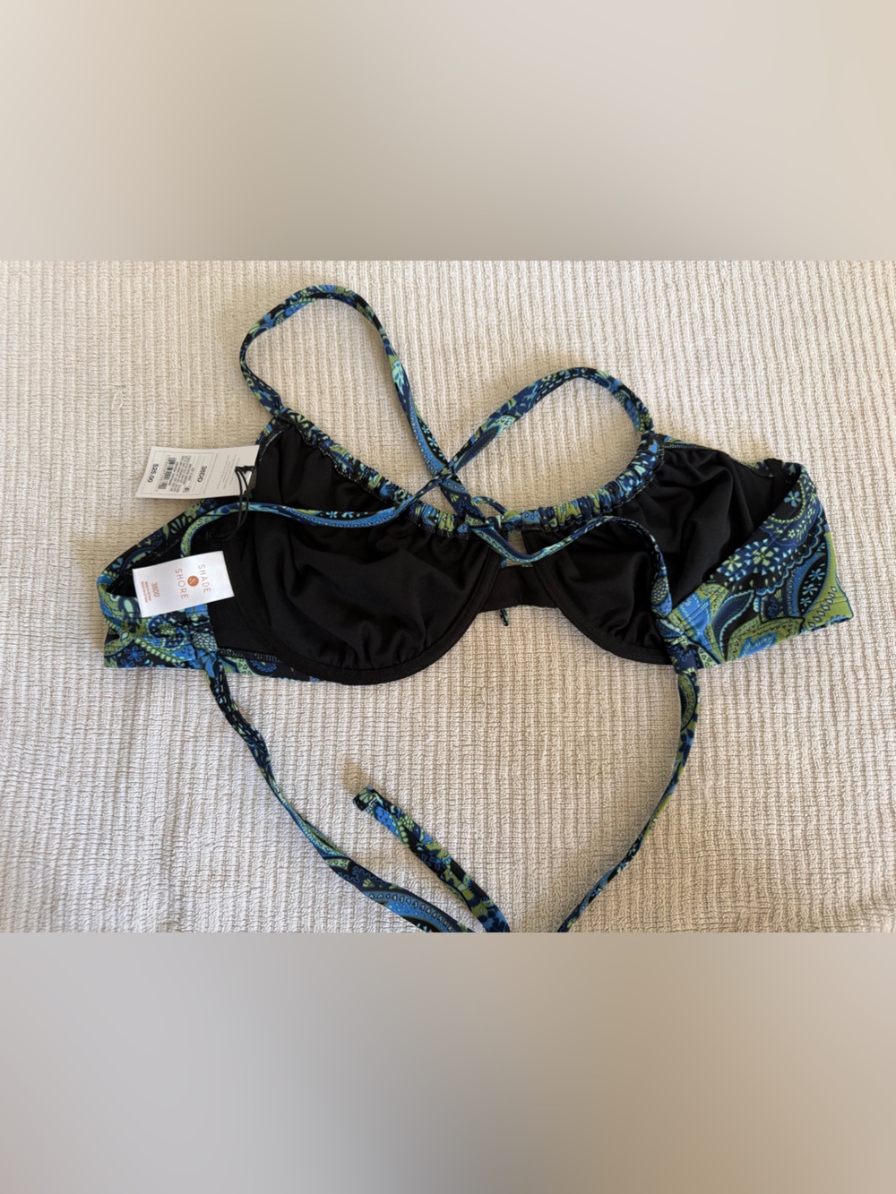 Shade & Shore Blue and Green Paisley Bikini Top - Picture 2 of 4